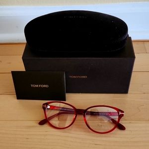 Tom Ford Red Modern Cats-eye Eyeglasses Frame NWT